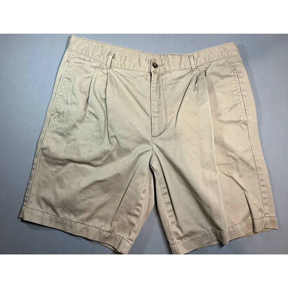 Greg Norman Play Dry Men's Beige Chino Golf Shorts 38W 9" Inseam Flat Front